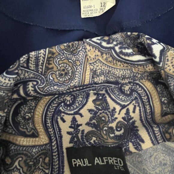 Vintage Paul Alfred Blue Tan Paisley Two Piece Suit Set Size 12 - Picture 4 of 13